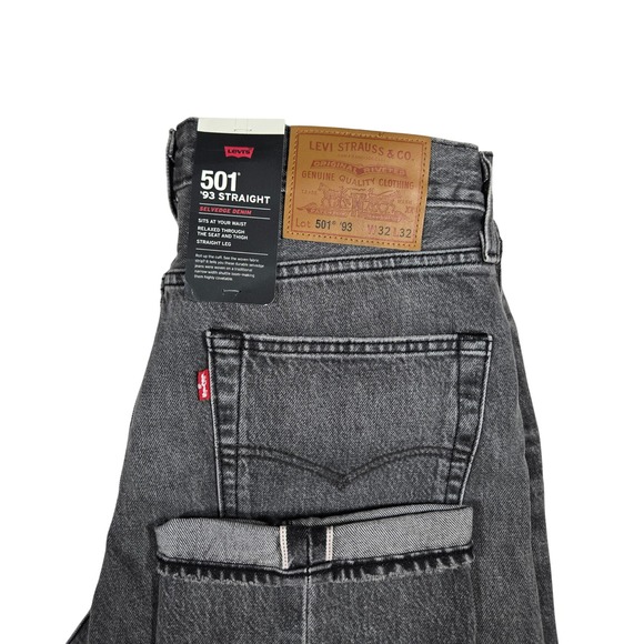 Levi's Other - Levis Premium Selvedge 501 93 Straight Jeans Mens 32x32 Faded Black Gray Denim